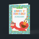 Sesame Street | Elmo - Cupcake & Confetti Birthday Card<br><div class="desc">"Elmo says happy birthday" with this cute colorful design complete with cupcake and confetti. The adorable muppet came all the way from Sesame Street especially to wish you a happy birthday! With his fuzzy red fur, big googly eyes and even bigger heart, the cute little monster is loved by kids...</div>