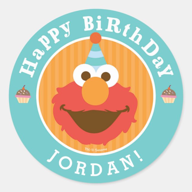 Sesame Street | Elmo - Cupcake & Confetti Birthday Classic Round Sticker (Front)
