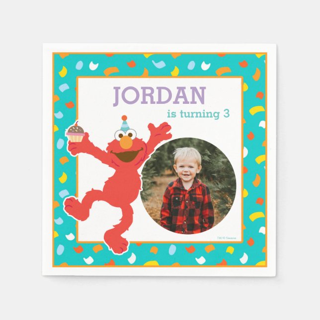 Sesame Street | Elmo - Cupcake & Confetti Birthday Napkin (Front)