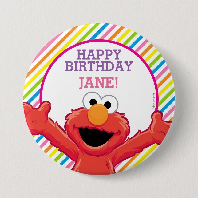 Sesame Street | Elmo Girl's Birthday 3 Inch Round Button (Front)