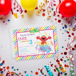 Sesame Street | Elmo Girl's Birthday Invitation<br><div class="desc">Surprise, its Elmo and this cute, red monster is here to wish you a happy birthday! A colourful invitation design brought to you by Sesame Street. This cartoon character is ready to party and bring the fun thanks to this rainbow inspired background of stripes. A girly look that can be...</div>