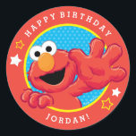 Sesame Street | Elmo - Polka Dot & Stars Birthday Classic Round Sticker<br><div class="desc">This adorable little muppet monster has popped in from Sesame Street for a special birthday surprise. A classic cartoon character seen here against a fun polka dot and stars pattern. These cute custom stickers are the perfect birthday party accessory for kids of all ages. © 2021 Sesame Workshop. www.sesamestreet.org</div>