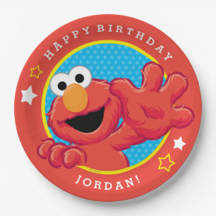 Sesame Street   Elmo - Polka Dot & Stars Birthday Paper Plate