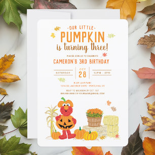 Sesame Street - Elmo   Pumpkin 3rd Birthday Invitation