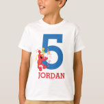 Sesame Street | Elmo - Rainbow 5th Birthday T-Shirt<br><div class="desc">Customize this cute t-shirt design brought to you by Sesame Street. Featuring a little red monster called Elmo, this is the perfect party t-shirt for the birthday boy or girl, for kids of all ages. He loves to dance, tickle and eat cake. Well that sounds perfect for a smash hit...</div>