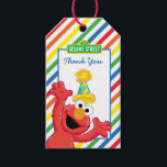 Sesame Street | Elmo - Rainbow Birthday Thank You Gift Tags<br><div class="desc">A thank you gift tag with some colour and fun thanks to a classic cartoon - Elmo! This red little monster has swung by from the Sesame Street for a special thank you message that you can customize. With a colourful, rainbow inspired background that uses a stripe pattern; this is...</div>