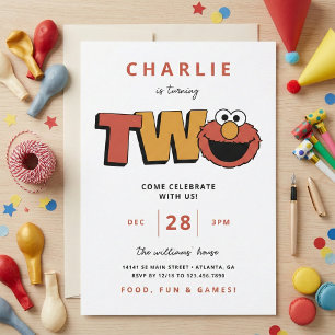 Sesame Street   Elmo - Second Birthday Invitation