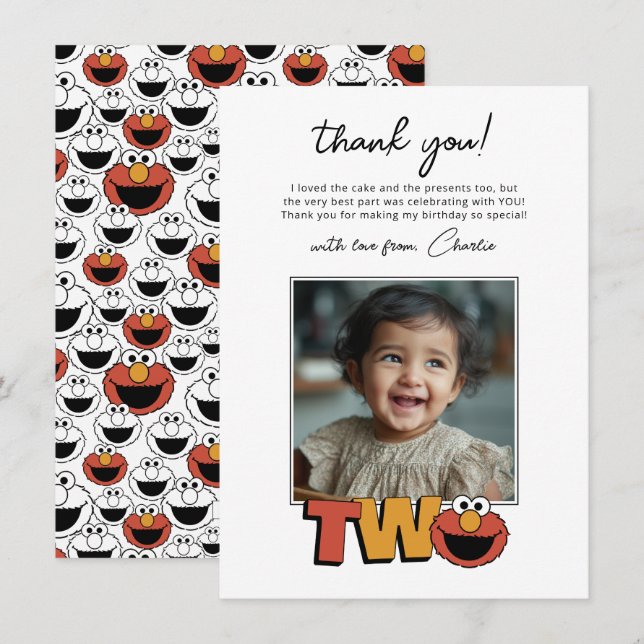 Sesame Street | Elmo - Second Birthday Thank You Card (Front/Back)