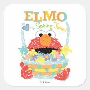 Sesame Street - Elmo   Spring Time Square Sticker