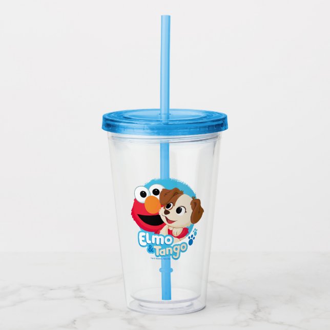 Sesame Street | Elmo & Tango Badge Acrylic Tumbler (Front)