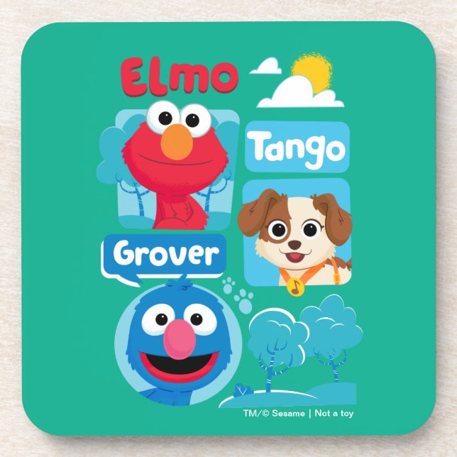 Sesame Street | Elmo, Tango, & Grover Park Graphic Coaster (Front)