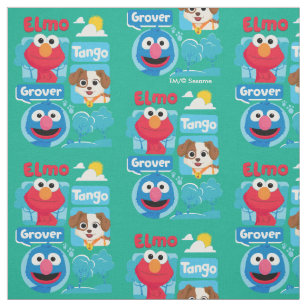 Sesame Street   Elmo, Tango, & Grover Park Graphic Fabric