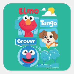 Sesame Street Elmo, Tango, & Grover Park Graphic Square Sticker