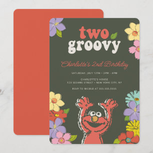 Sesame Street Elmo Two Groovy Floral Birthday Invitation