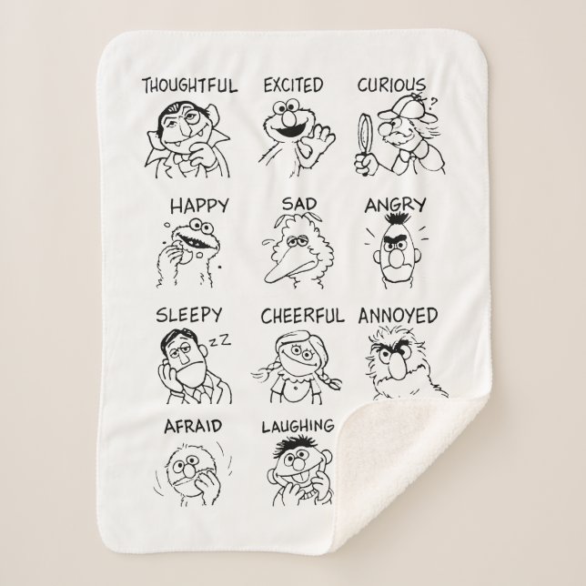 Sesame Street | Emotions & Feelings Sherpa Blanket (Front)