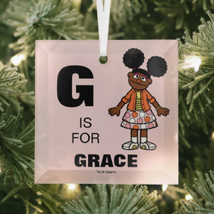 Sesame Street   Gabrielle Add Your Name Glass Ornament