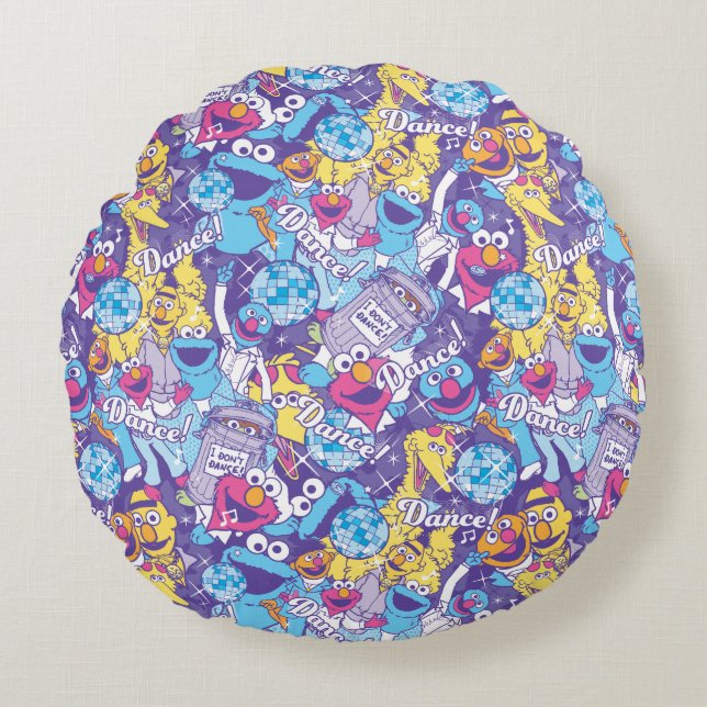 Sesame Street | Groovy Dance Pattern Round Pillow (Front)