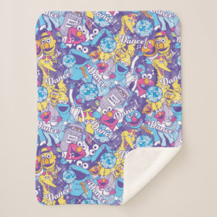 Sesame Street   Groovy Dance Pattern Sherpa Blanket