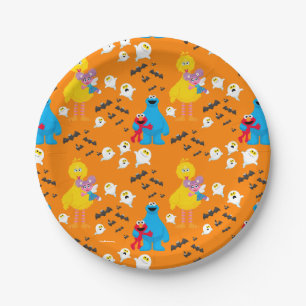 Sesame Street Halloween Bats & Ghosts Pattern Paper Plate