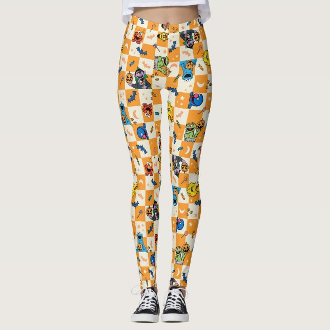 Sesame Street Halloween Chequered Pattern Leggings (Front)
