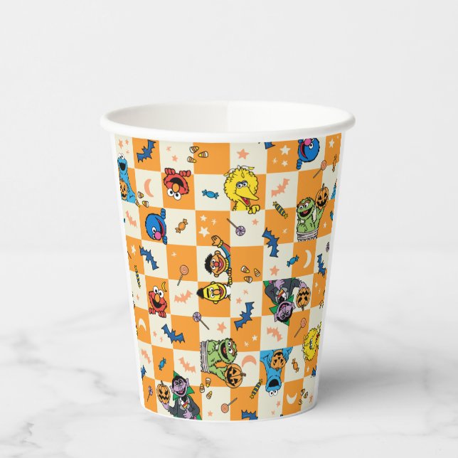 Sesame Street Halloween Chequered Pattern Paper Cups (Left)