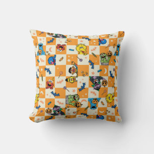 Sesame Street Halloween Chequered Pattern Throw Pillow