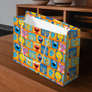 Sesame Street Hanukkah Pattern Large Gift Bag
