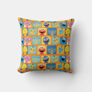 Sesame Street Hanukkah Pattern Throw Pillow