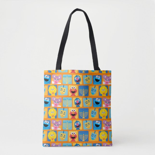 Sesame Street Hanukkah Pattern Tote Bag (Front)