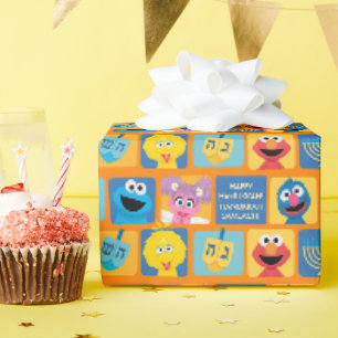 Sesame Street Hanukkah Pattern Wrapping Paper