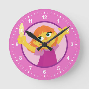Sesame Street Julia Holding Feather Round Clock