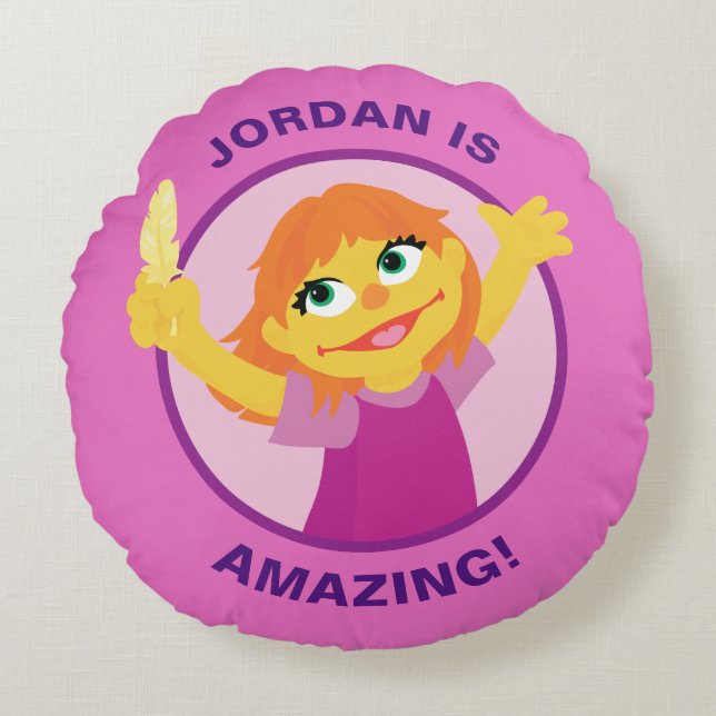 Sesame Street | Julia Holding Feather Round Pillow (Front)