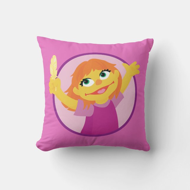 Sesame Street | Julia Holding Feather Throw Pillow (Front)