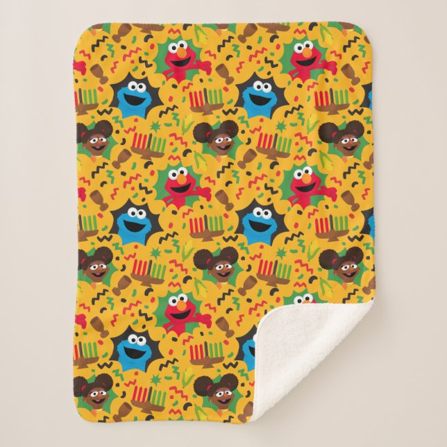 Sesame Street Kwanzaa Pattern Sherpa Blanket (Front)