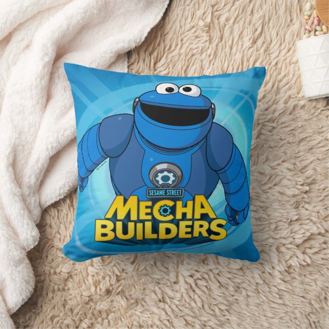 Sesame Street | Mecha Builders Cookie In Action Throw Pillow (Blanket)