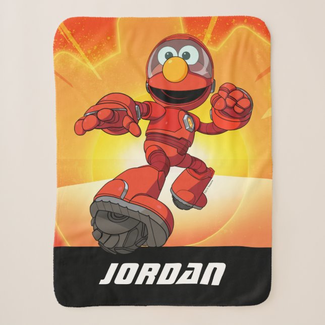 Sesame Street | Mecha Builders Elmo | Add Name Sherpa Blanket (Front)