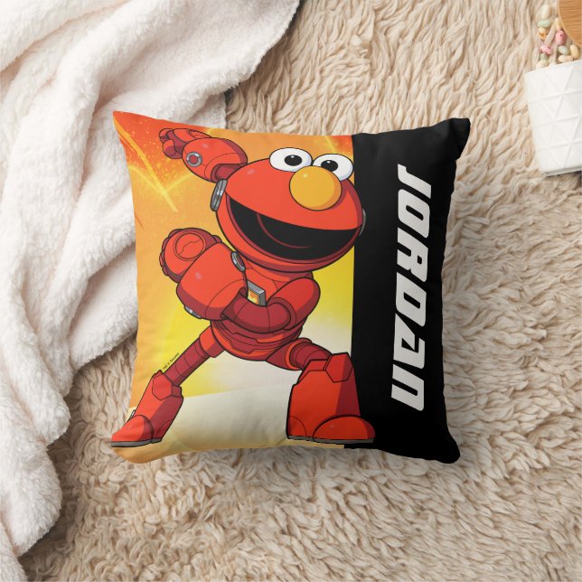 Sesame Street | Mecha Builders Elmo | Add Name Throw Pillow (Blanket)