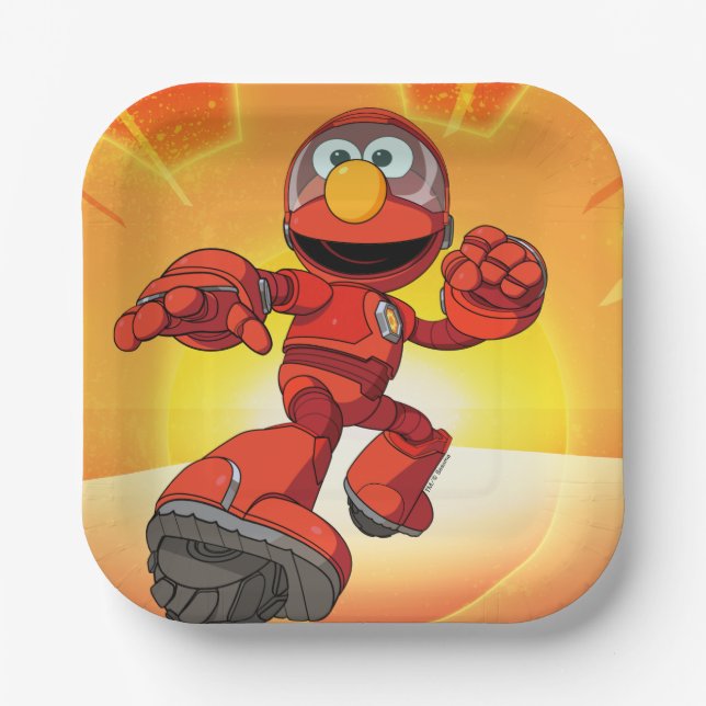 Sesame Street | Mecha Builders Elmo In Action Paper Plate (Front)