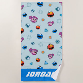 Sesame Street | Mecha Builders Faces | Add Name Beach Towel