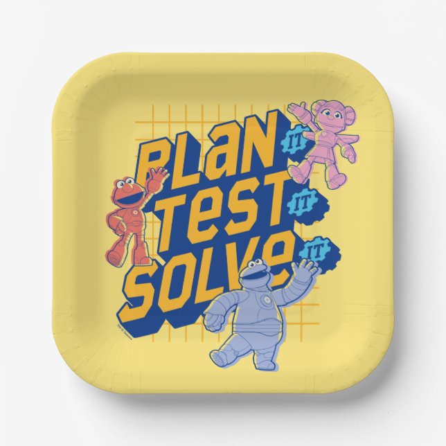Sesame Street | Mecha Builders Plan Test Solve Paper Plate (Front)