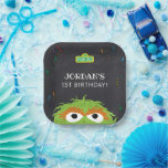 Sesame Street | Oscar Birthday Chalkboard Paper Plate<br><div class="desc">Throw a messy and fun-filled birthday bash with these Sesame Street plates featuring Oscar the Grouch! This vibrant design showcases Oscar surrounded by colorful chalk-drawn elements, including confetti and bold lettering, all set against a trendy chalkboard background. Perfect for kids’ birthday parties, this customizable plate captures Oscar’s playful and grumpy...</div>