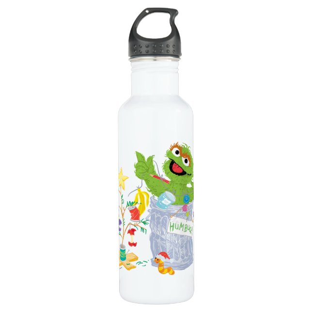 Sesame Street | Oscar - Christmas Tree 710 Ml Water Bottle (Front)