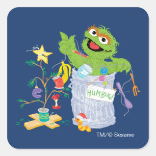 Sesame Street   Oscar - Christmas Tree Square Sticker
