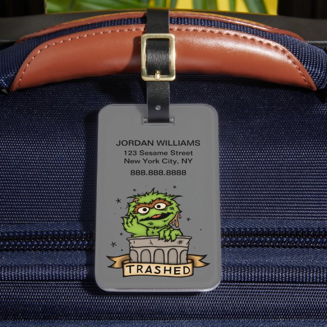 Sesame Street | Oscar the Grouch Trashed Luggage Tag (Front Insitu 2)