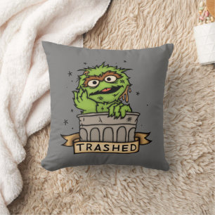 Sesame Street   Oscar the Grouch Trashed Throw Pillow