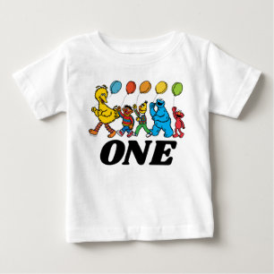 Sesame Street Pals 1st Birthday Balloons Baby T-Shirt