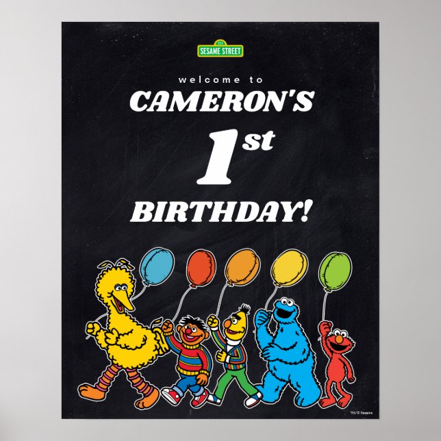 Sesame Street Pals 1st Birthday Balloons Welcome Poster (Front)
