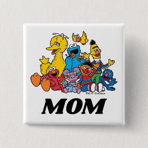 Sesame Street Pals 1st Birthday Mom 2 Inch Square Button