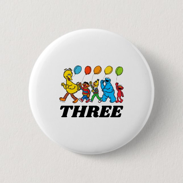 Sesame Street Pals 3rd Birthday Balloons Toddler  2 Inch Round Button (Front)