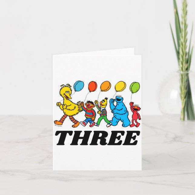 Sesame Street Pals 3rd Birthday Balloons Toddler  Card (Front)